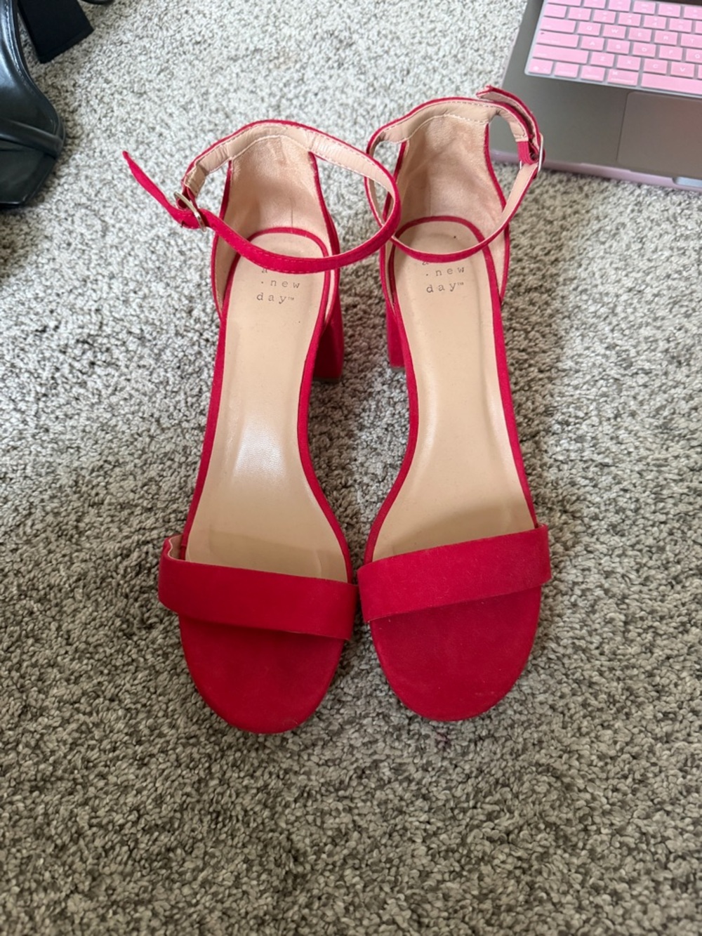 a new day Bright Red Ankle-Strap Block Heels